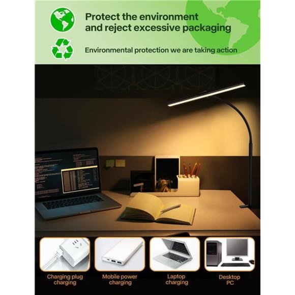 LED Desk Lamp for Office Home Gaming Lamp 25 Lighting Modes Adjustable Flexible - Picture 4 of 6